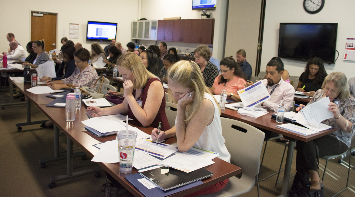 Classroom with test takers.