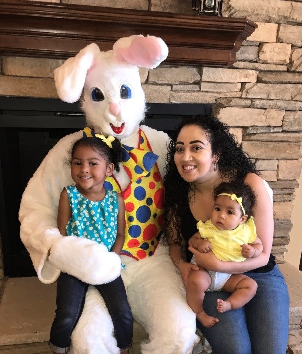 Lauren Ortiz with group and the Easter bunny.